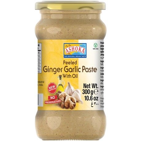 ASHOKA Peeled Ginger Garlic Paste in Oil 300g jar – ready-to-use Indian cooking paste