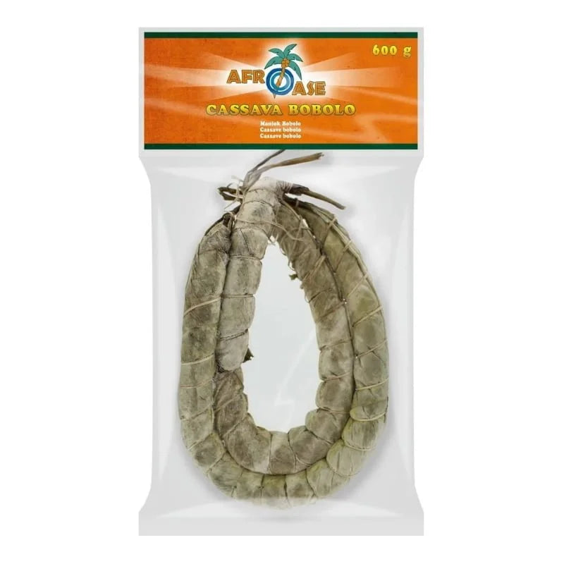 Afroase Cassava Bobolo 600g – traditional fermented cassava roll in vacuum pack