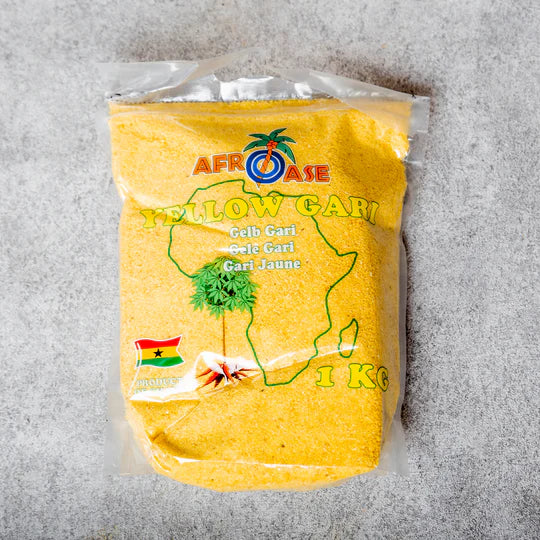 Afroase Yellow Gari 1kg – roasted cassava granules for Eba and West African meals