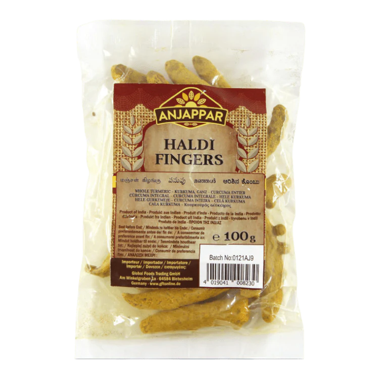 Anjappar Kurkuma Ganz (Haldi Fingers) 100g – Whole Turmeric for Cooking & Ayurvedic Use