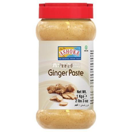 Ashoka Ginger Peeled Garlic Paste 1kg jar – ready-to-use blend for Indian and Asian cooking