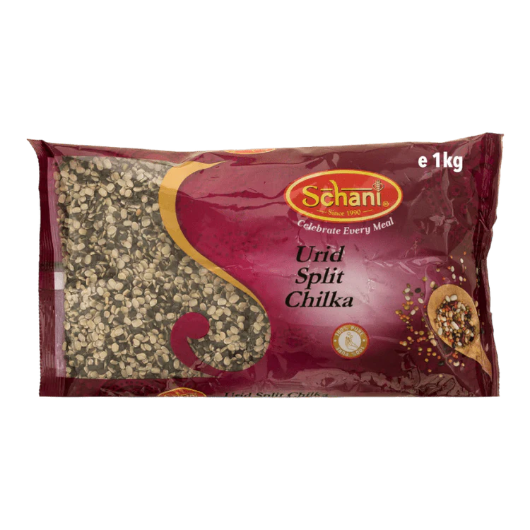 Schani Halbierte Urdbohnen (Chilka) 1kg – Split Urad Dal with Skin for Indian Cooking