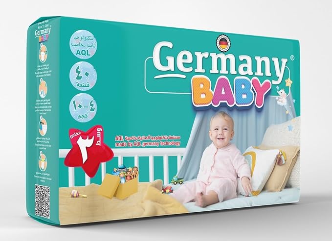 Germany BABY Diapers 40 Pieces Size 3 - Medium, 4-10 Kg Green