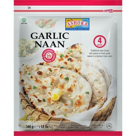 ASHOKA Tandoori Naan Garlic (4 pieces) 340 GR (Only Berlin Delivery)