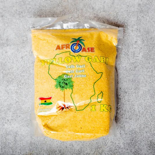 Afroase Yellow Gari 1kg – roasted cassava granules for Eba and West African meals