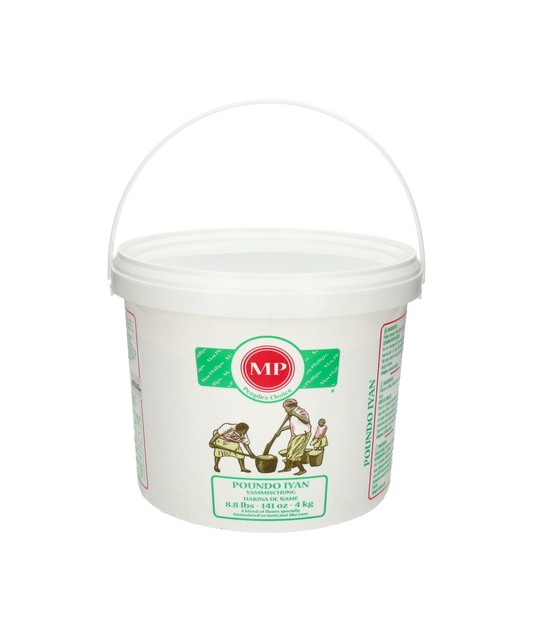 4kg MP Poundo Iyan in resealable bucket – smooth yam flour for egusi and vegetable soup